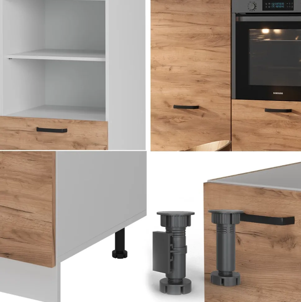 Küchenblock R-Line Goldkraft Eiche/Weiß 180 cm ohne Arbeitsplatte Vicco