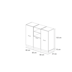Küchenblock R-Line Rot Hochglanz/Anthrazit 180 cm ohne Arbeitsplatte Vicco