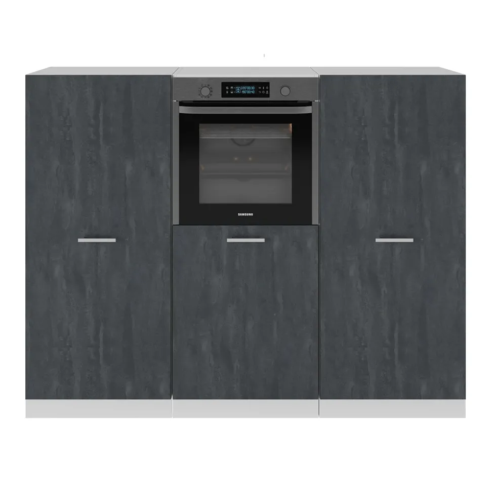 Küchenblock R-Line Schwarz Beton/Weiß 180 cm ohne Arbeitsplatte Vicco