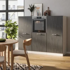 Küchenblock R-Line Schwarz Beton/Weiß 180 cm ohne Arbeitsplatte Vicco