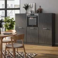 Küchenblock R-Line Schwarz Beton/Anthrazit 180 cm ohne Arbeitsplatte Vicco