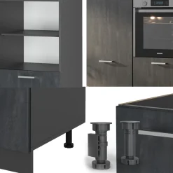 Küchenblock R-Line Schwarz Beton/Anthrazit 180 cm ohne Arbeitsplatte Vicco