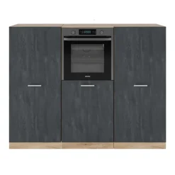 Küchenblock R-Line Schwarz Beton/Goldkraft Eiche 180 cm ohne Arbeitsplatte Vicco