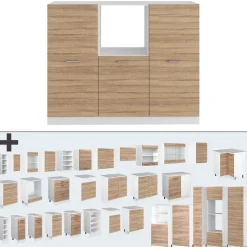 Küchenblock R-Line Sonoma/Weiß 180 cm ohne Arbeitsplatte Vicco