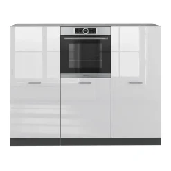 Küchenblock R-Line Weiß Hochglanz/Anthrazit 180 cm ohne Arbeitsplatte Vicco