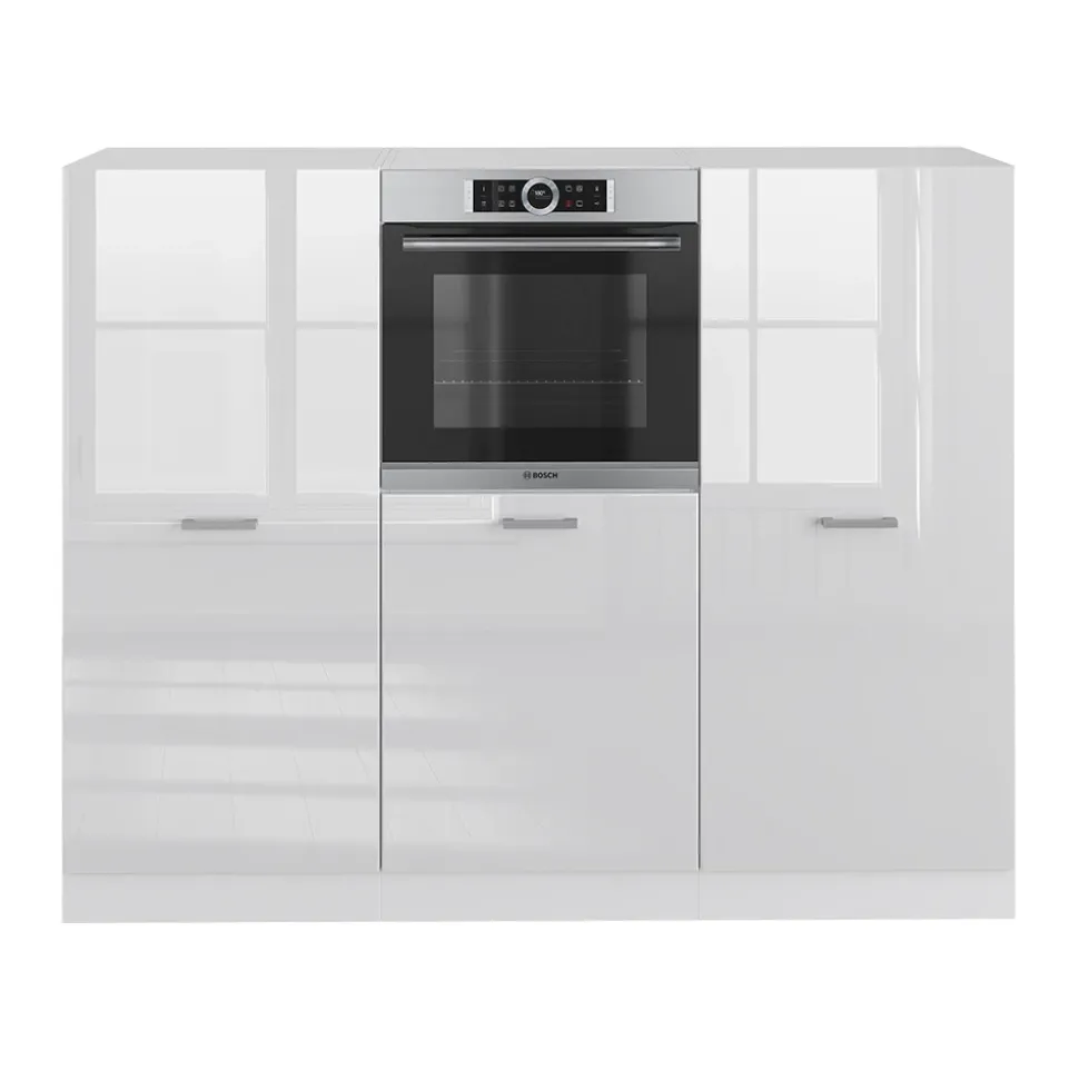 Küchenblock R-Line Weiß Hochglanz/Weiß 180 cm ohne Arbeitsplatte Vicco