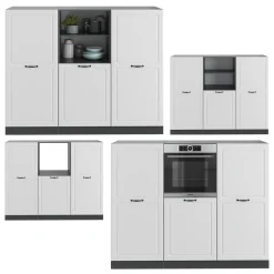 Küchenblock R-Line Weiß Landhaus/Anthrazit 180 cm ohne Arbeitsplatte Vicco