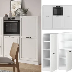 Küchenblock R-Line Weiß Landhaus/Weiß 180 cm ohne Arbeitsplatte Vicco