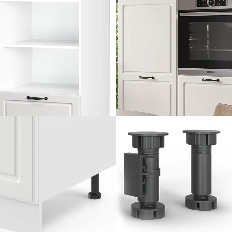 Küchenblock R-Line Weiß Landhaus/Weiß 180 cm ohne Arbeitsplatte Vicco