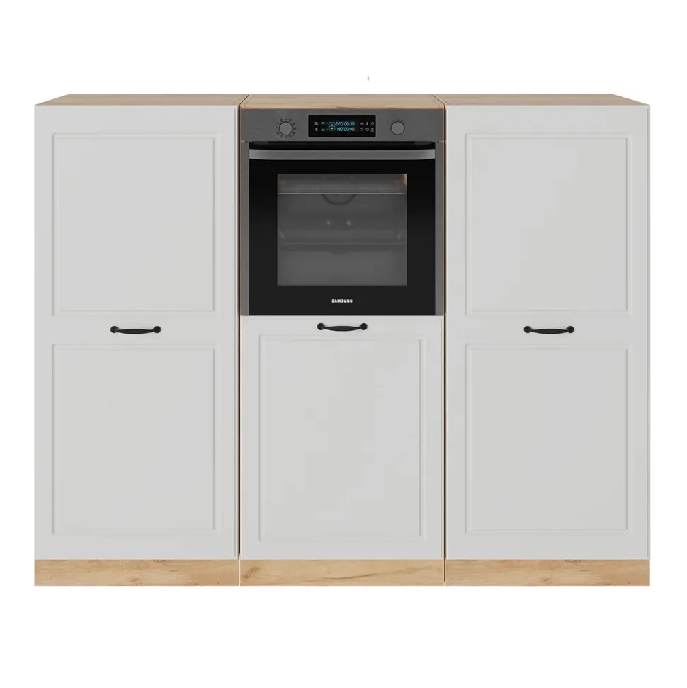 Küchenblock R-Line Weiß Landhaus/Goldkraft Eiche 180 cm ohne Arbeitsplatte Vicco