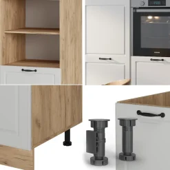 Küchenblock R-Line Weiß Landhaus/Goldkraft Eiche 180 cm ohne Arbeitsplatte Vicco