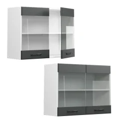 Küchenglasschrank R-Line Anthrazit Landhaus 80 cm Vicco