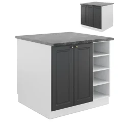 Kücheninsel Fame-Line Anthrazit-Gold/Weiß 90 cm ohne Arbeitsplatte Vicco