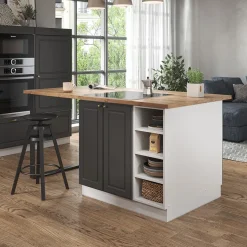 Kücheninsel Fame-Line Anthrazit-Gold/Weiß 90 cm ohne Arbeitsplatte Vicco