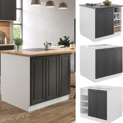 Kücheninsel Fame-Line Anthrazit-Gold/Weiß 90 cm ohne Arbeitsplatte Vicco