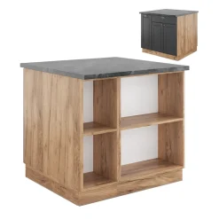 Kücheninsel Fame-Line Anthrazit Landhaus/Goldkraft Eiche 90 cm mit Schublade, ohne Arbeitsplatte Vicco