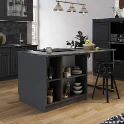 Kücheninsel Fame-Line Anthrazit-Gold Landhaus 90 cm ohne Arbeitsplatte Vicco