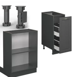 Kücheninsel Fame-Line Anthrazit-Gold Landhaus 90 cm ohne Arbeitsplatte Vicco