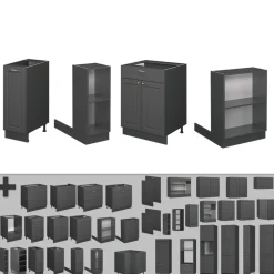 Kücheninsel Fame-Line Anthrazit-Gold Landhaus 90 cm ohne Arbeitsplatte Vicco