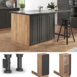 Kücheninsel Fame-Line Anthrazit-Gold 30 cm ohne Arbeitsplatte Vicco