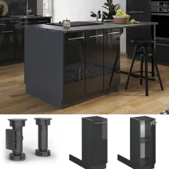 Kücheninsel Fame-Line Anthrazit Hochglanz 30 cm ohne Arbeitsplatte Vicco