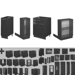 Kücheninsel Fame-Line Anthrazit Hochglanz 90 cm ohne Arbeitsplatte Vicco