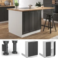 Kücheninsel Fame-Line Anthrazit-Gold Landhaus 60 cm ohne Arbeitsplatte Vicco