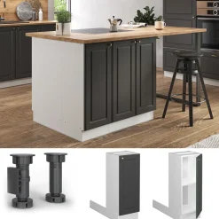 Kücheninsel Fame-Line Anthrazit-Gold Landhaus 30 cm ohne Arbeitsplatte Vicco