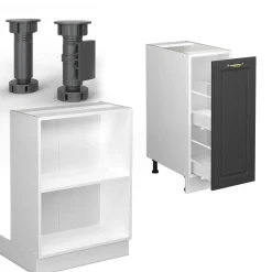 Kücheninsel Fame-Line Anthrazit-Gold/Weiß 90 cm mit Schublade, ohne Arbeitsplatte Vicco