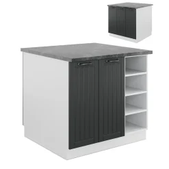 Kücheninsel Fame-Line Anthrazit Landhaus/Weiß 90 cm ohne Arbeitsplatte Vicco