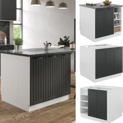 Kücheninsel Fame-Line Anthrazit Landhaus/Weiß 90 cm ohne Arbeitsplatte Vicco