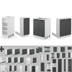 Kücheninsel Fame-Line Anthrazit Landhaus/Weiß 90 cm ohne Arbeitsplatte Vicco