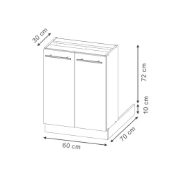 Kücheninsel Fame-Line Anthrazit-Gold Landhaus 60 cm ohne Arbeitsplatte Vicco