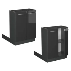 Kücheninsel Fame-Line Anthrazit Hochglanz 60 cm ohne Arbeitsplatte Vicco