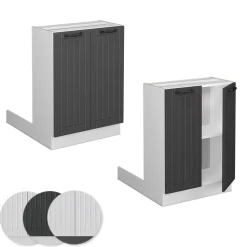 Kücheninsel Fame-Line Anthrazit Landhaus 60 cm ohne Arbeitsplatte Vicco