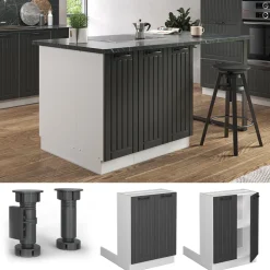 Kücheninsel Fame-Line Anthrazit Landhaus 60 cm ohne Arbeitsplatte Vicco