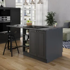 Kücheninsel Fame-Line Anthrazit-Gold Landhaus 90 cm ohne Arbeitsplatte Vicco