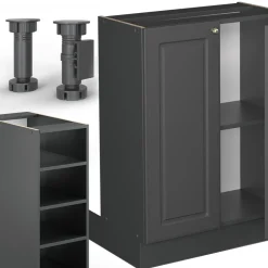 Kücheninsel Fame-Line Anthrazit-Gold Landhaus 90 cm ohne Arbeitsplatte Vicco