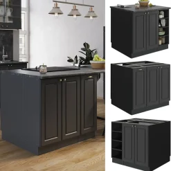 Kücheninsel Fame-Line Anthrazit-Gold Landhaus 90 cm ohne Arbeitsplatte Vicco