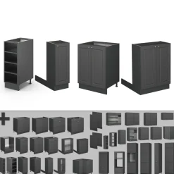 Kücheninsel Fame-Line Anthrazit-Gold Landhaus 90 cm ohne Arbeitsplatte Vicco