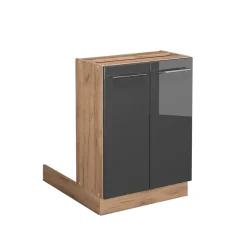 Kücheninsel Fame-Line Anthrazit Hochglanz 60 cm ohne Arbeitsplatte Vicco