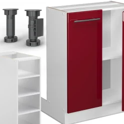 Kücheninsel Fame-Line Bordeaux Hochglanz/Weiß 90 cm ohne Arbeitsplatte Vicco