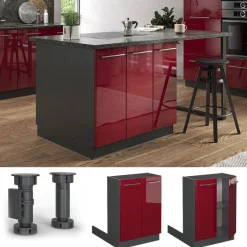 Kücheninsel Fame-Line Bordeaux Hochglanz 60 cm ohne Arbeitsplatte Vicco