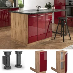 Kücheninsel Fame-Line Bordeaux Hochglanz 30 cm ohne Arbeitsplatte Vicco