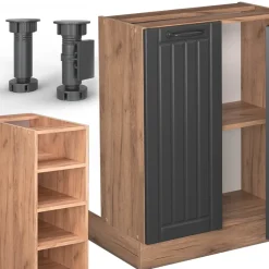 Kücheninsel Fame-Line Dunkelgrau 90 cm mit Schublade, ohne Arbeitsplatte Vicco