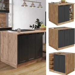 Kücheninsel Fame-Line Dunkelgrau 90 cm mit Schublade, ohne Arbeitsplatte Vicco