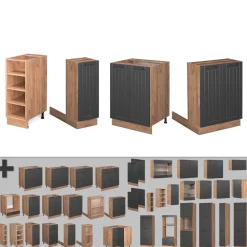 Kücheninsel Fame-Line Dunkelgrau 90 cm mit Schublade, ohne Arbeitsplatte Vicco