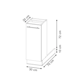 Kücheninsel Fame-Line Dunkelblau Hochglanz 30 cm ohne Arbeitsplatte Vicco