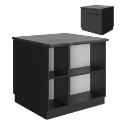 Kücheninsel Fame-Line Dunkelgrau 90 cm ohne Arbeitsplatte Vicco