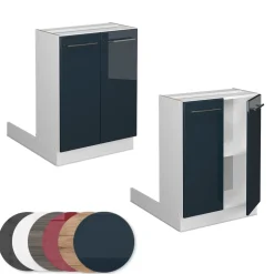 Kücheninsel Fame-Line Dunkelblau Hochglanz 60 cm ohne Arbeitsplatte Vicco